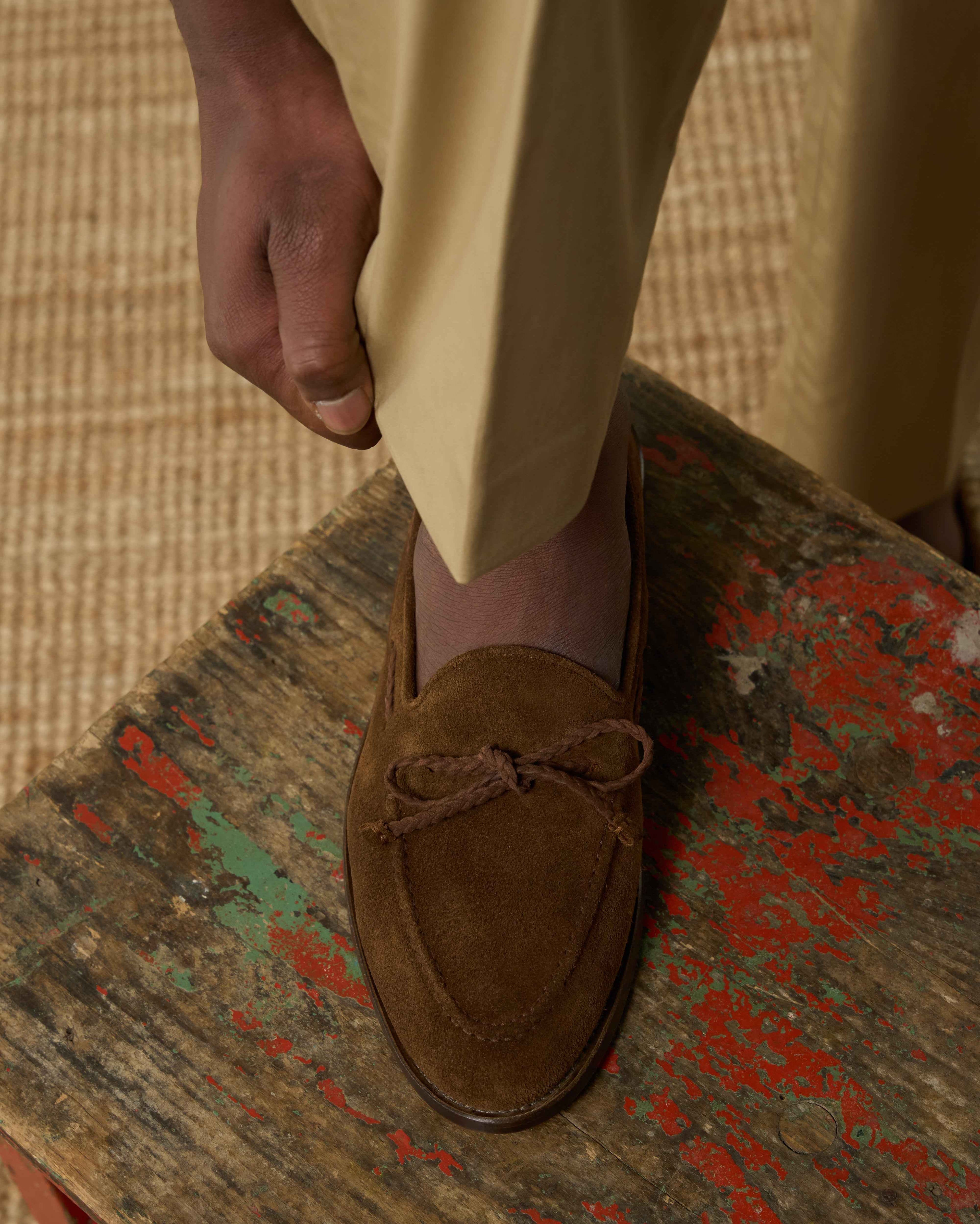 Aristo | Belgian Tassel Loafer – Tobacco Brown Washed Suede with Leather Sole & Double Cushioning