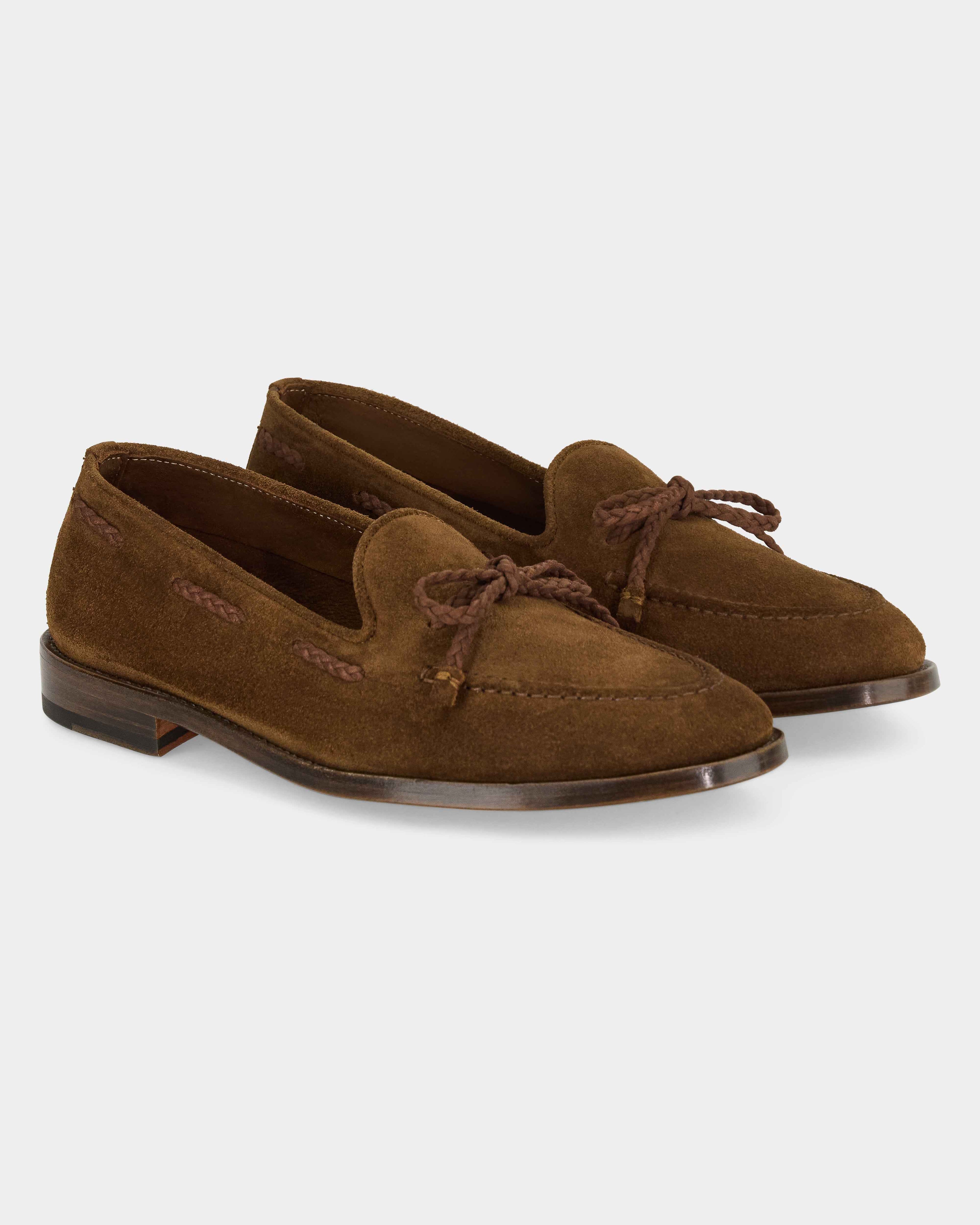 Aristo | Belgian Tassel Loafer – Tobacco Brown Washed Suede with Leather Sole & Double Cushioning